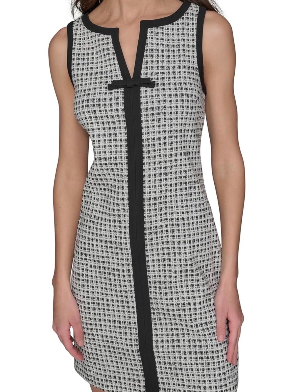 Karl Lagerfeld Paris Womens V Neck Sleeveless Bow a Line DressCasual Dress